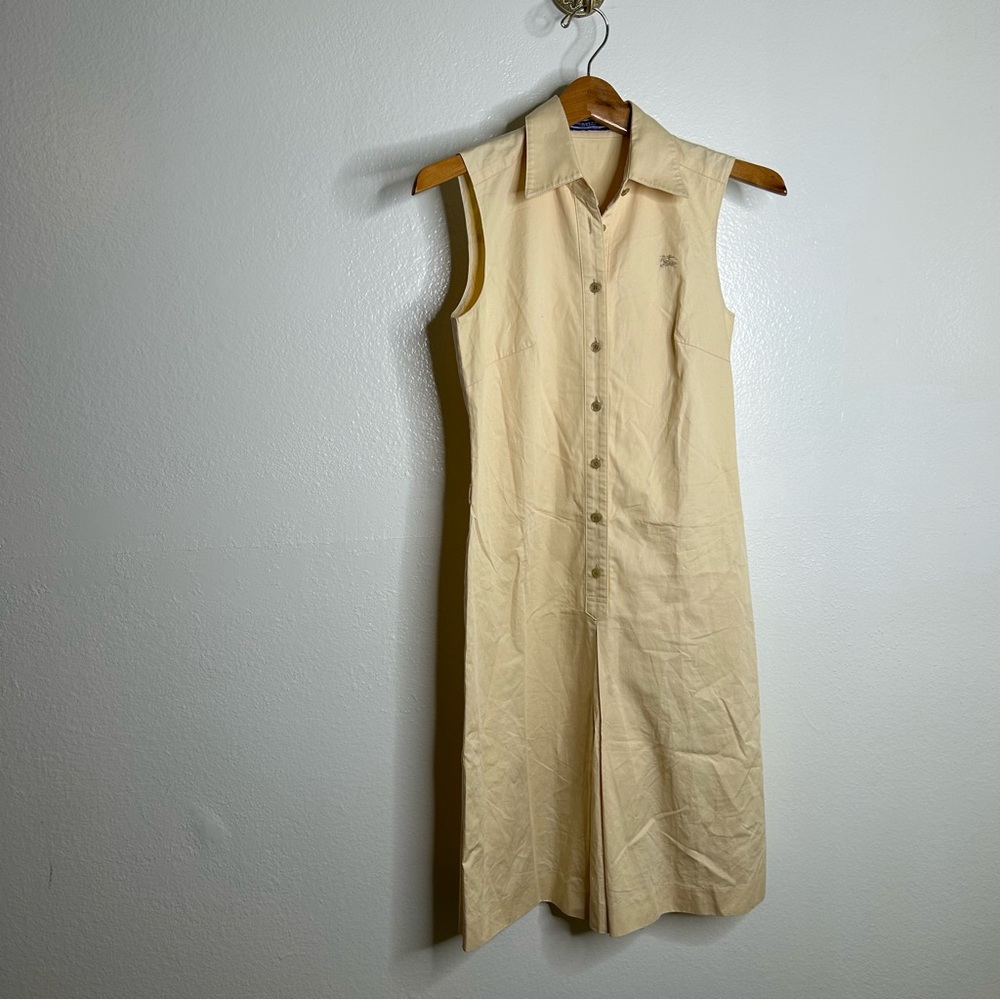 Burberry London Blue Label Tan Neutral Button Down Collared Dress Logo Size 38/8 - Picture 7 of 13